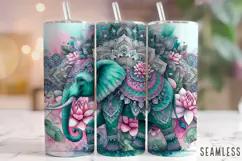 Mandala Elephant Tumbler Wrap, Floral Elephant Tumbler Wrap Product Image 1
