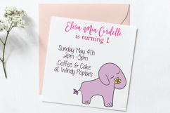 Color Hand Drawn Elephants, Jungle Animal, Sun, Flower, Tree Product Image 3