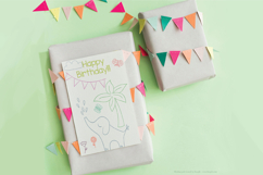 Color Hand Drawn Elephants, Jungle Animal, Sun, Flower, Tree Product Image 2