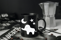 White Hand Drawn Elephants, Jungle Animal, Sun, Flower, Tree Product Image 2