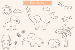 Hand Drawn Elephants, Jungle Animal, Sun, Moon, Flower, Tree Product Image 5