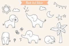 Hand Drawn Elephants, Jungle Animal, Sun, Moon, Flower, Tree Product Image 7