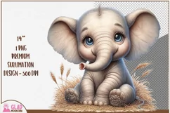 Baby Elephant sublimation, Cute baby animal clipart png Product Image 1