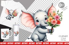 Elephant Spring Bouquet Clipart Product Image 1