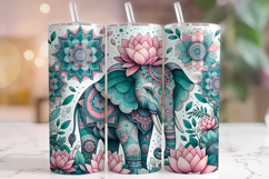 Mandala Elephant Tumbler Wrap, Floral Elephant Tumbler Wrap Product Image 1