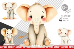 Watercolor Clipart Elephant Wildlife Product Image 1