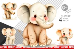 Watercolor Clipart Elephant Wildlife Product Image 1
