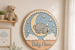 Elephant Baby Name Sign SVG | Safari Nursery Door Sign Product Image 3