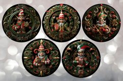 3D Elf Christmas Ornaments Png Round Sublimation Bundle Product Image 3