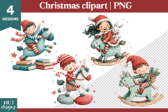 Cute Christmas clipart, Christmas Elf Toy Horse Clipart Product Image 1