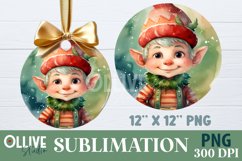 Elf Christmas Sublimation Round PNG Product Image 1
