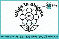 Elige la Alegría Retro SVG PNG DXF | Spanish Positive Quote Product Image 1