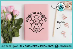 Elige la Alegría Retro SVG PNG DXF | Spanish Positive Quote Product Image 5