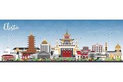 Elista Russia city skyline with color buildings and blue sky Product Image 1