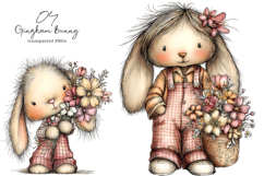 Ellow Gingham Bunny PNG Product Image 1
