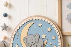 Elephant Baby Name Sign SVG | Safari Nursery Door Sign Product Image 2