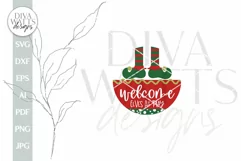 Welcome Elves At Play SVG Christmas Door Hanger SVG Product Image 2