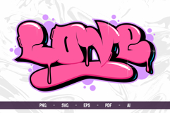 Love - Graffiti Bubble Typography SVG PNG EPS PDF Street Art Product Image 2