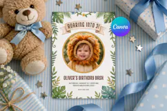 Safari Birthday Invitation Template, Jungle Lion Photo Product Image 1