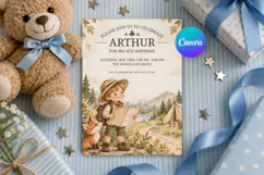 Adventure Explorer Birthday Invitation, Editable Canva Product Image 1