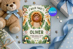 Safari Photo Birthday Invitation Template, Editable Canva Product Image 1