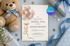 Blush Gold Balloon Birthday Invitation Canva Template Product Image 1