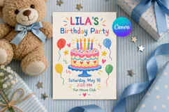 Hand Drawn Birthday Invitation, Editable Canva Product Image 1