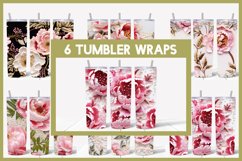 6 Embroidered Seamless Peonies Tumbler Sublimation Product Image 1