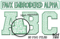 Faux Embroidery Alphabet Set, Varsity Alphabet,Green Leopard Product Image 1