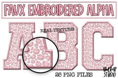 Faux Embroidery Alphabet Set, Varsity Alphabet, Pink Leopard Product Image 1