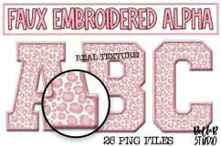 Faux Embroidery Alphabet Set, Varsity Alphabet, Pink Leopard Product Image 1