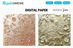 Embossed Elegant Floral Digital Paper, Floral Background Product Image 1