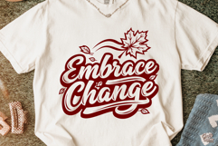 Embrace Change Fall SVG Cut File &amp; Leaf Fall PNG Design Product Image 2