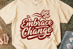 Embrace Change Fall SVG Cut File &amp; Leaf Fall PNG Design Product Image 3