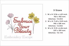 Embrace your beauty embroidery design, wildflowers design Product Image 2