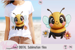 Cute Bee Embroidery PNG - Spring Bee Design Sublimation Product Image 3