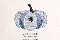 Blue Floral Pumpkin Embroidery Design Chinoiserie Fall Decor Product Image 2