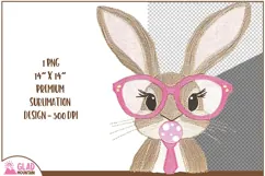 Faux Embroidery bunny png, Embroidered bubble gum bunny png Product Image 2