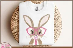 Faux Embroidery bunny png, Embroidered bubble gum bunny png Product Image 6