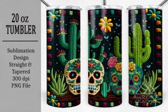 Embroidered Cactus &amp; Sugar Skulls 20oz. Tumbler Sublimation Product Image 1
