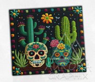 Embroidered Cactus &amp; Sugar Skulls 20oz. Tumbler Sublimation Product Image 2