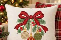 Christmas Ornaments Red Bow Embroidery Design Product Image 6