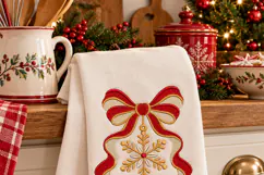Snowflake Ornament Red Bow Christmas Embroidery Design Product Image 6