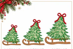 Christmas Tree on Sleigh Embroidery Design Red Bow Xmas Tree Product Image 2