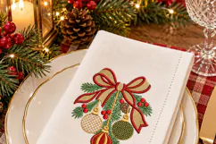 Christmas Ornament Trio Red Bow Embroidery Design Product Image 4