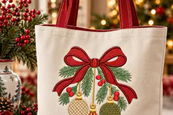 Christmas Ornaments Red Bow Embroidery Design Product Image 5