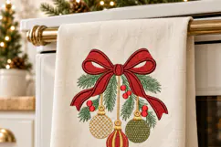 Christmas Ornaments Red Bow Embroidery Design Product Image 7