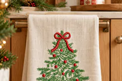 Christmas Tree Red Bow Red Ornaments Embroidery Design Product Image 7
