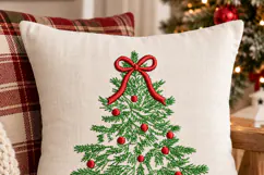 Christmas Tree Red Bow Red Ornaments Embroidery Design Product Image 6