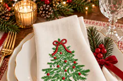 Christmas Tree Red Bow Red Ornaments Embroidery Design Product Image 3
